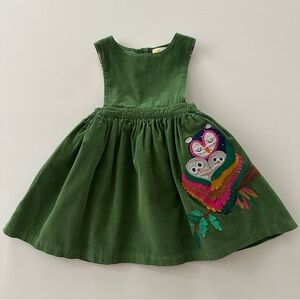 Mini Boden 2-3 Toddler Girl Owl Corduroy Jumper Dress Floral Lining